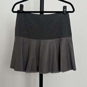 Hinge Charcoal and Slate Leather and Fabric Mini Skirt